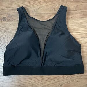 Cupshe Black Mesh V-Neck Sports Bikini Top